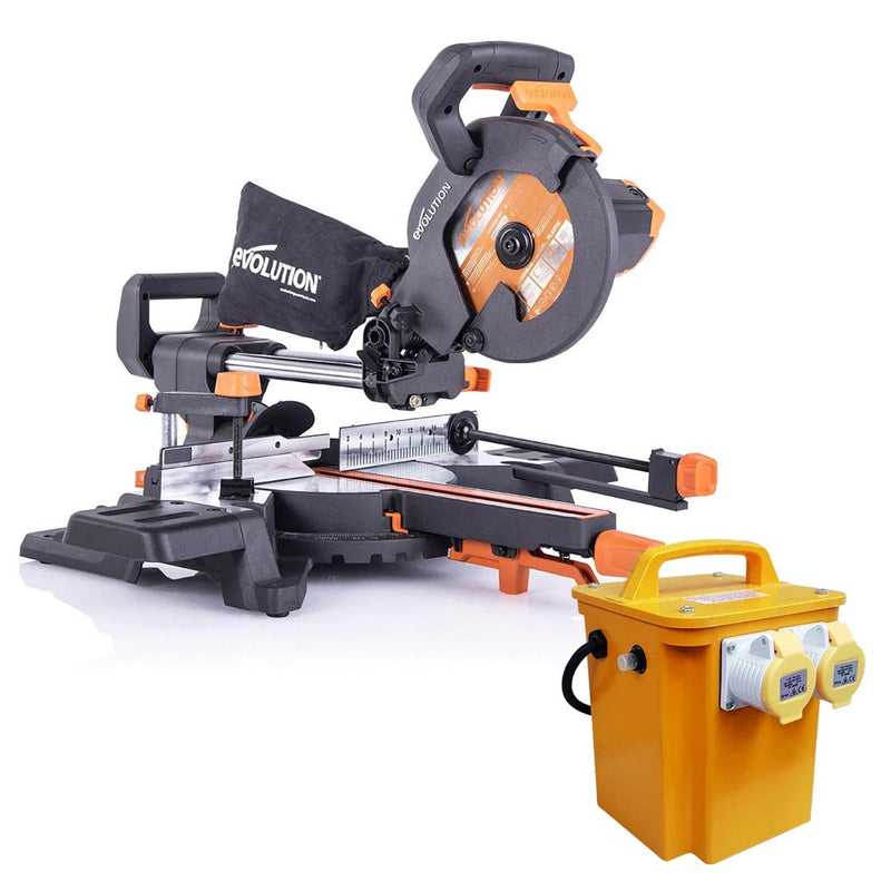 Evolution R210SMS-300+ 210mm Sliding Compound Mitre Saw With TCT Multi-Material Cutting Blade