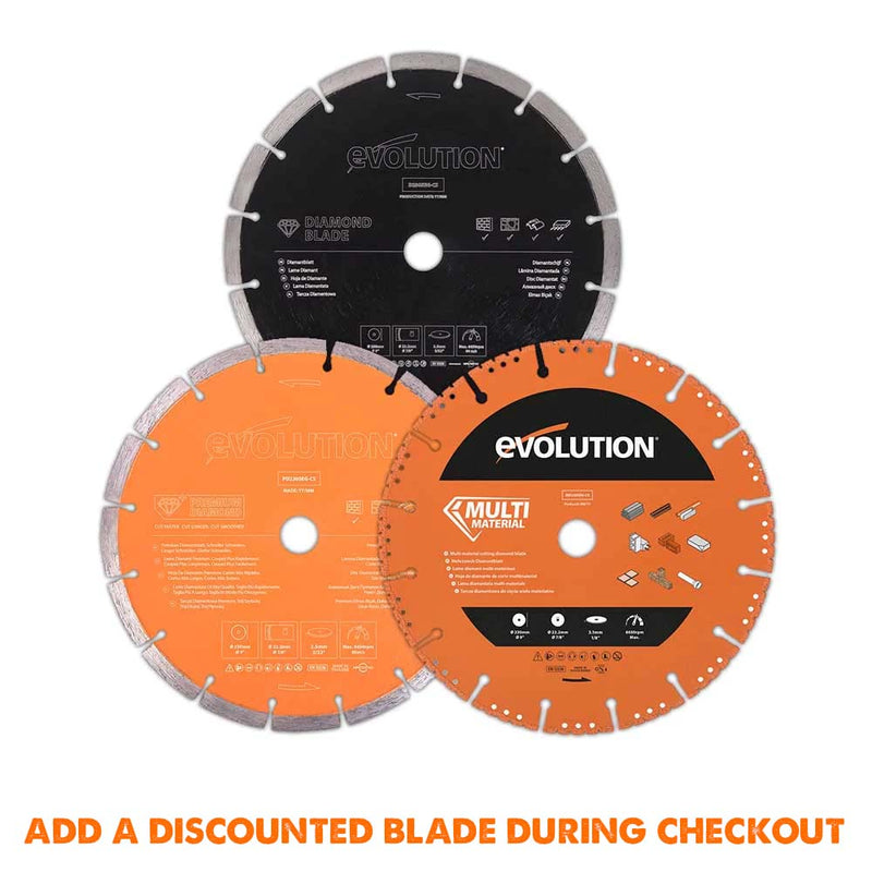 Evolution R230DCTX 230mm Electric Disc Cutter Concrete Saw, Bladeless.