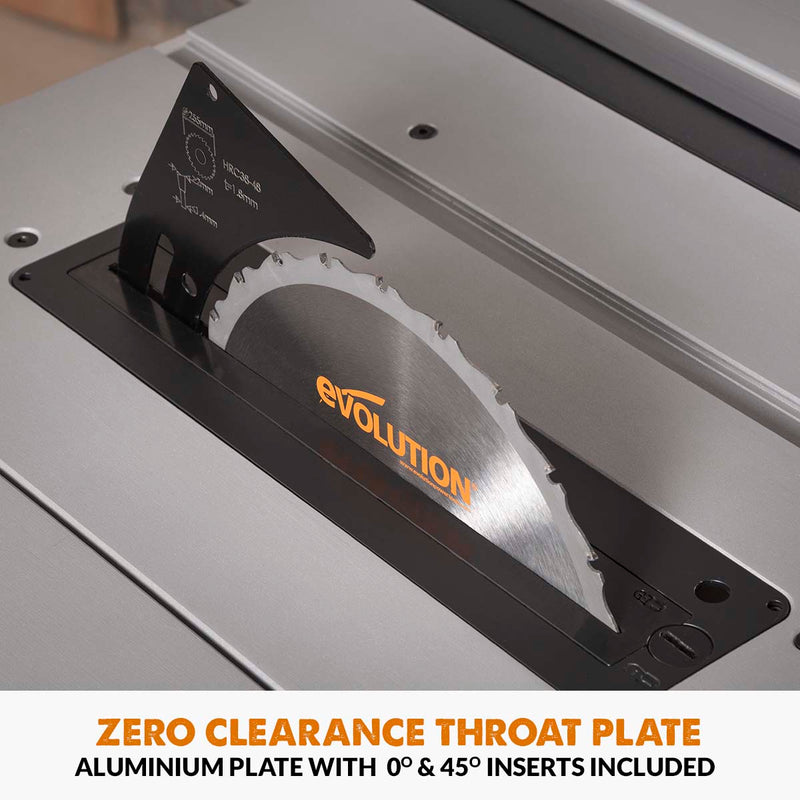 RAGE5-S Aluminium Throat Plate Upgrade with two Zero Clearance Insert Blanks - Evolution Power Tools UK