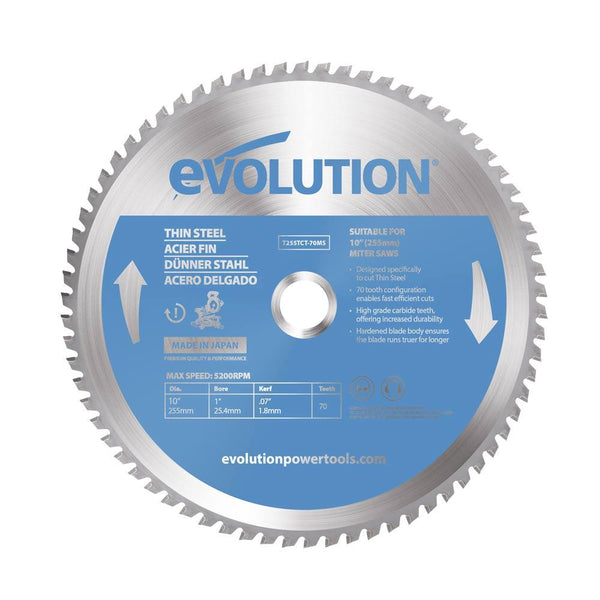 Evolution 255mm Thin Steel Blade 70T - Evolution Power Tools UK