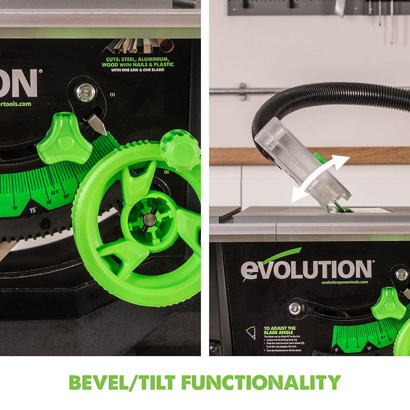 Evolution FURY5-S 255mm Table Saw Bundle With TCT 40T General Wood And 28T Multi-Material Blades (230v) - Evolution Power Tools UK