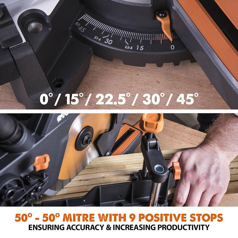 Evolution R210SMS-300+ Sliding Compound Mitre Saw & Mitre Saw Stand Bundle - Evolution Power Tools UK