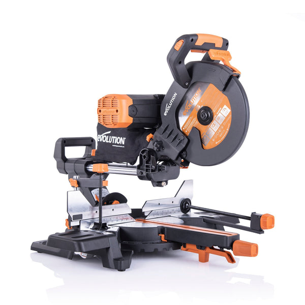 Evolution R255SMS-DB+ (A) 255mm Double Bevel Sliding Mitre Saw With 28T TCT Multi-Material Cutting Blade - Evolution Power Tools UK