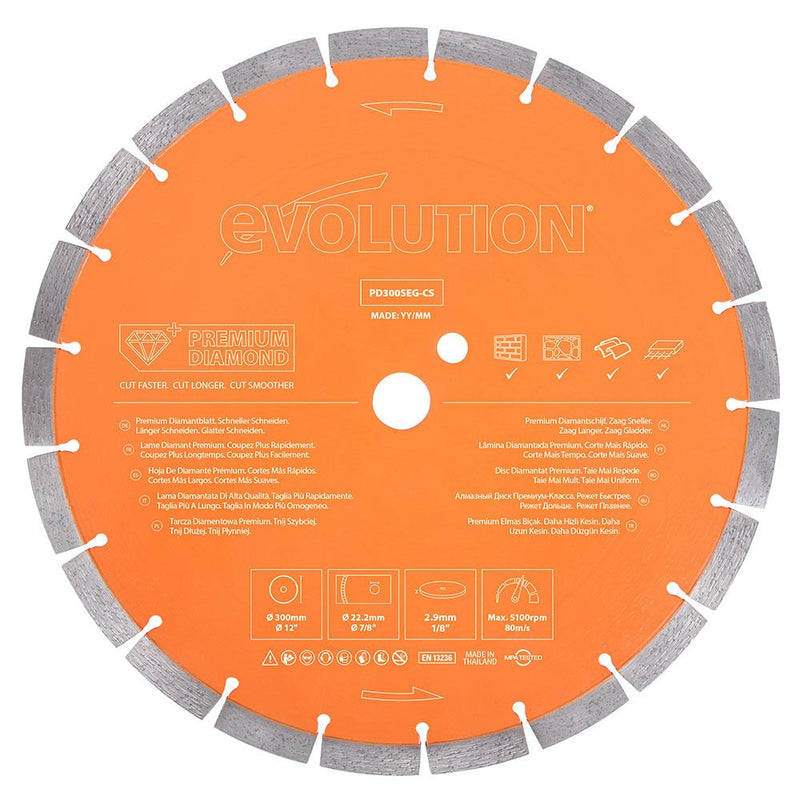 Evolution R300DCT Diamond Disc Cutter Blade Variety Pack 22.2mm Bore - Evolution Power Tools UK