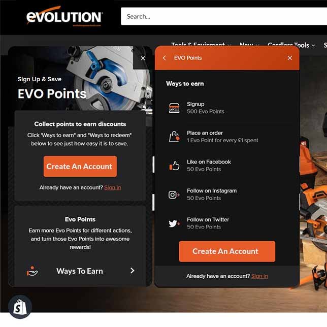 Evo Points- Loyalty & Discount Scheme. - Evolution Power Tools UK