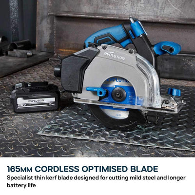 Evolution 165mm Mild Steel Cutting 40T TCT Circular Saw Blade Optimized For Cordless