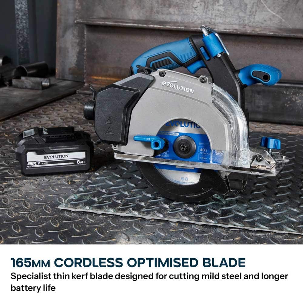 Evolution 165mm Mild Steel Cutting 40T TCT Circular Saw Blade Optimized For Cordless
