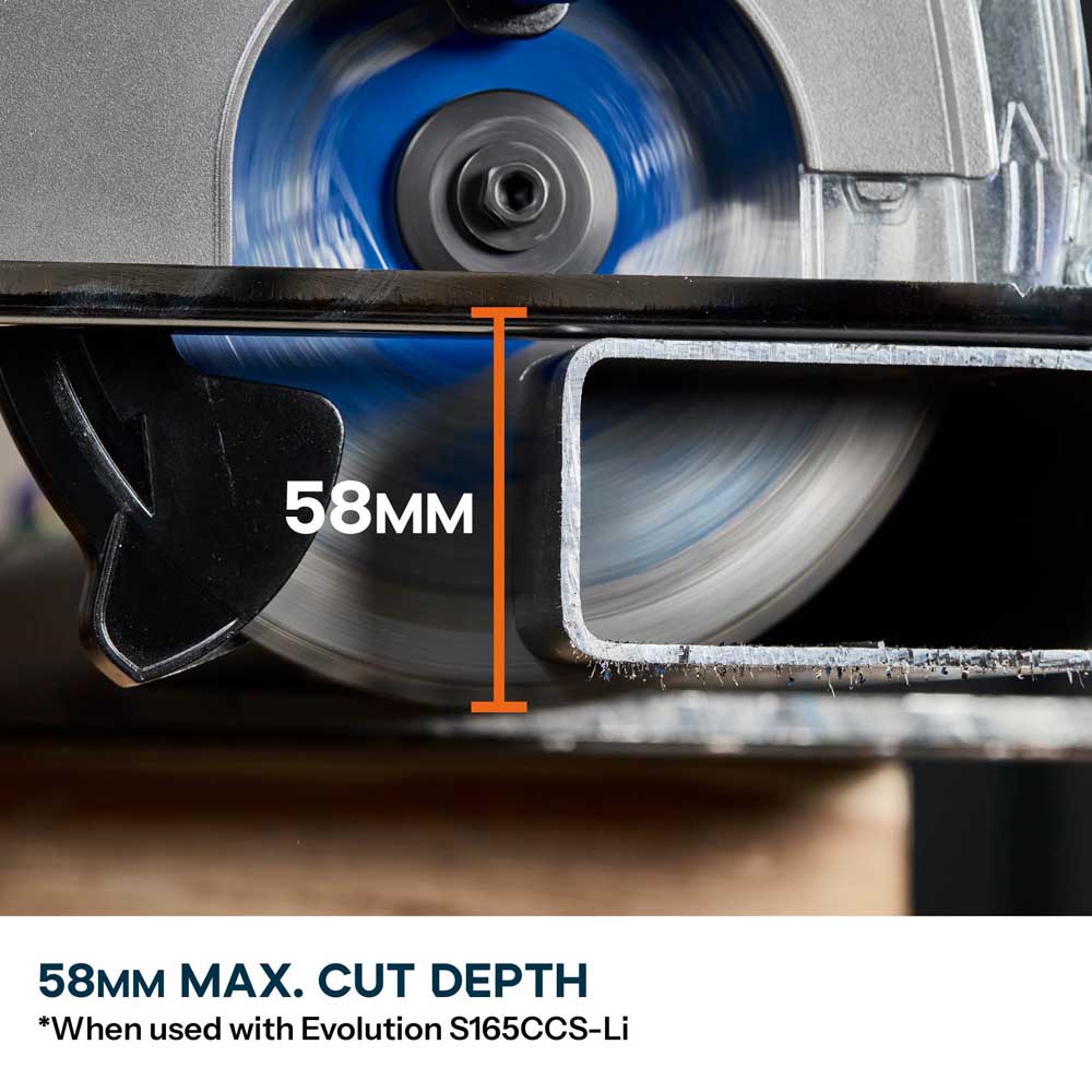Evolution 165mm Mild Steel Cutting 40T TCT Circular Saw Blade Optimized For Cordless