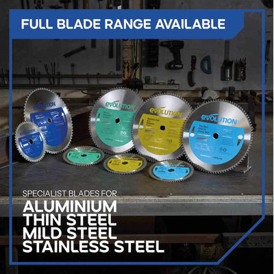 Evolution 165mm Mild Steel Cutting 40T TCT Circular Saw Blade Optimized For Cordless