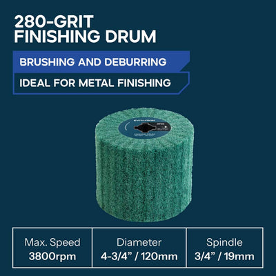 Evolution 280-Grit Finishing Drum for Surface Conditioning Tools | Surface Finishing & De-burring | 120mm Width & 100mm Diameter