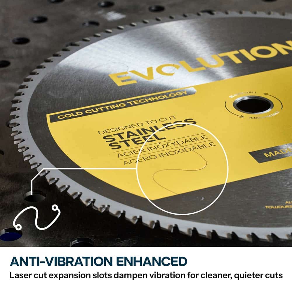 Evolution 355mm Stainless Steel Cutting 90T Chop Saw Blade S355TCT-90CS-G2