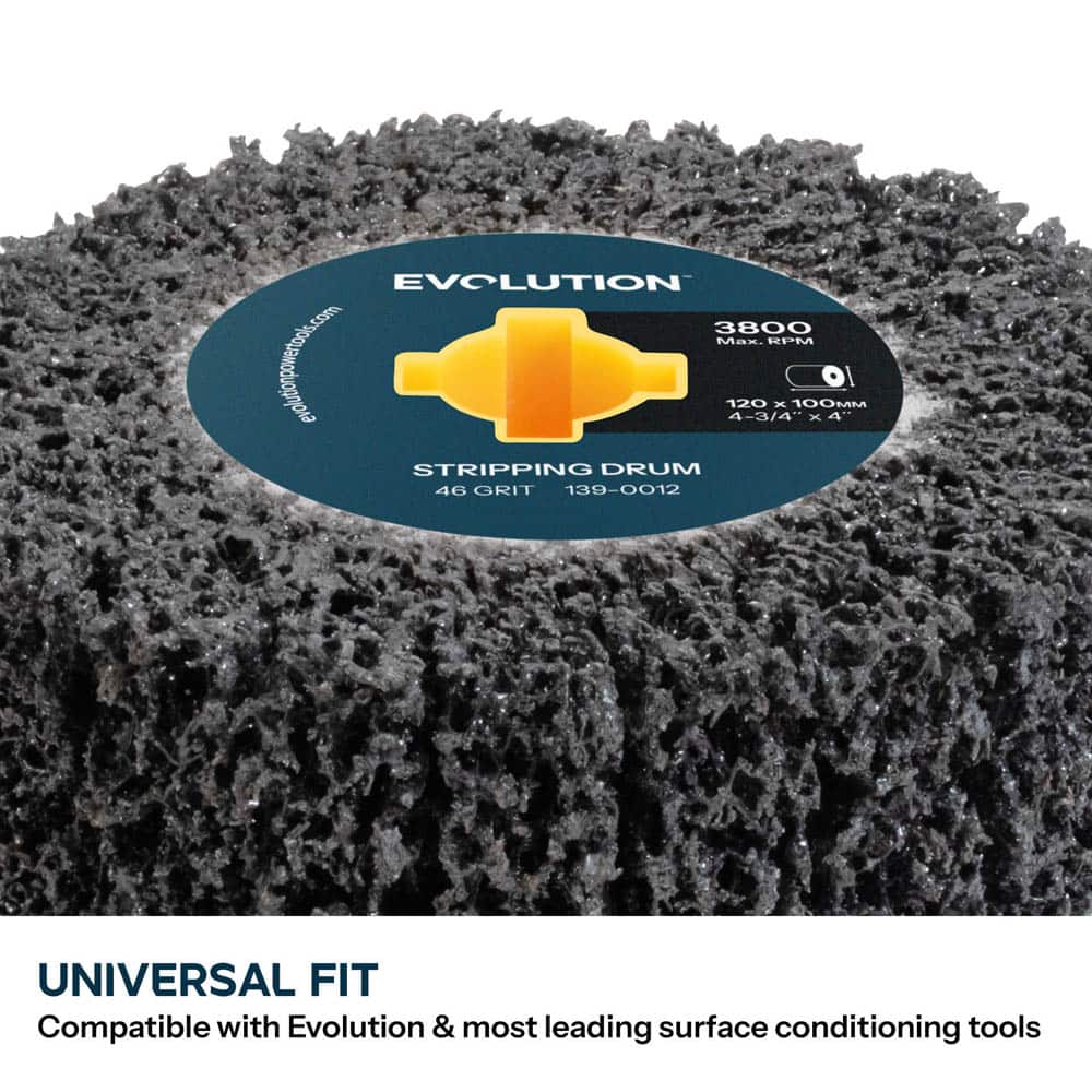 Evolution 46-Grit Stripping Drum for Surface Conditioning Tools | De-burring & Cleaning | 120mm Width & 100mm Diameter