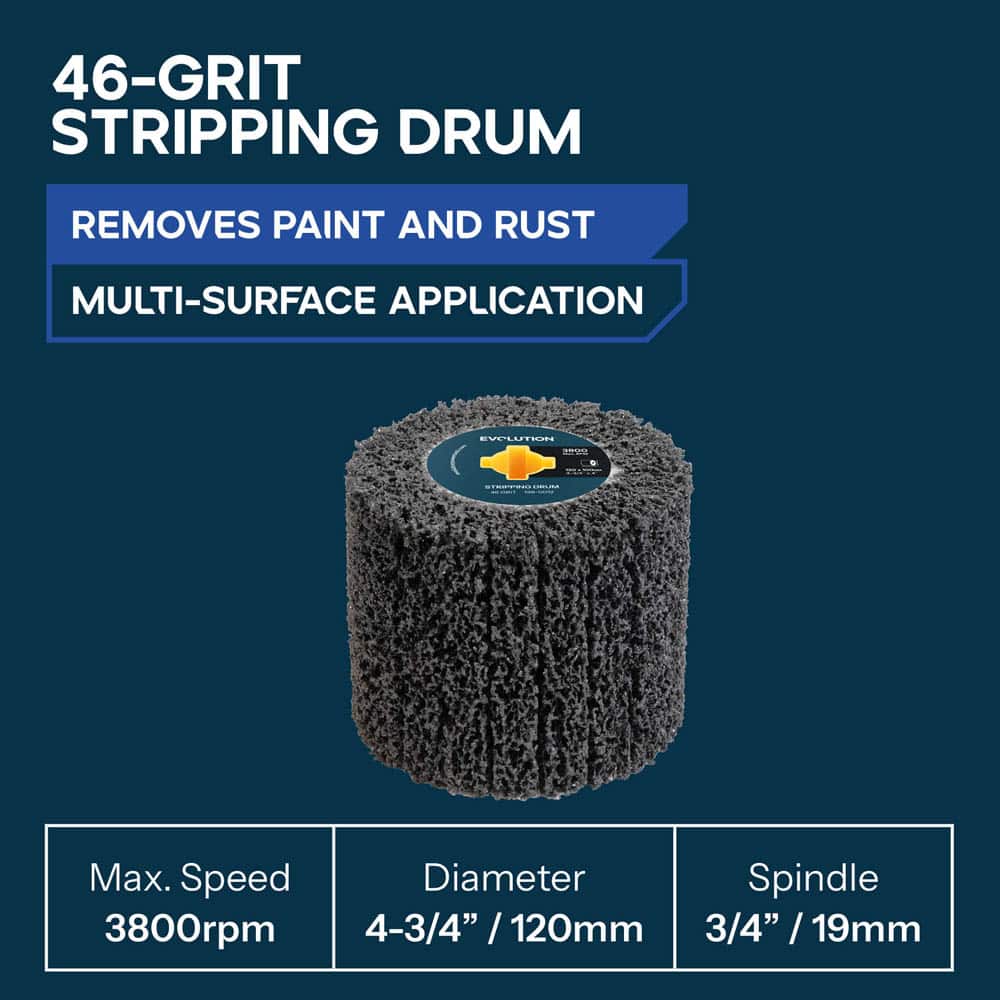 Evolution 46-Grit Stripping Drum for Surface Conditioning Tools | De-burring & Cleaning | 120mm Width & 100mm Diameter