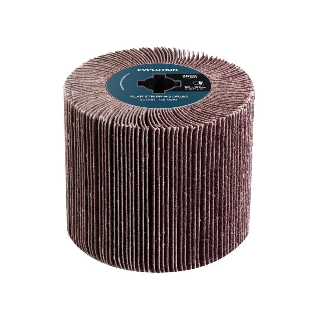 Evolution 60-Grit Flap Drum For Surface Conditioning Tools | Stripping & Sanding | 120mm Width & 100mm Diameter