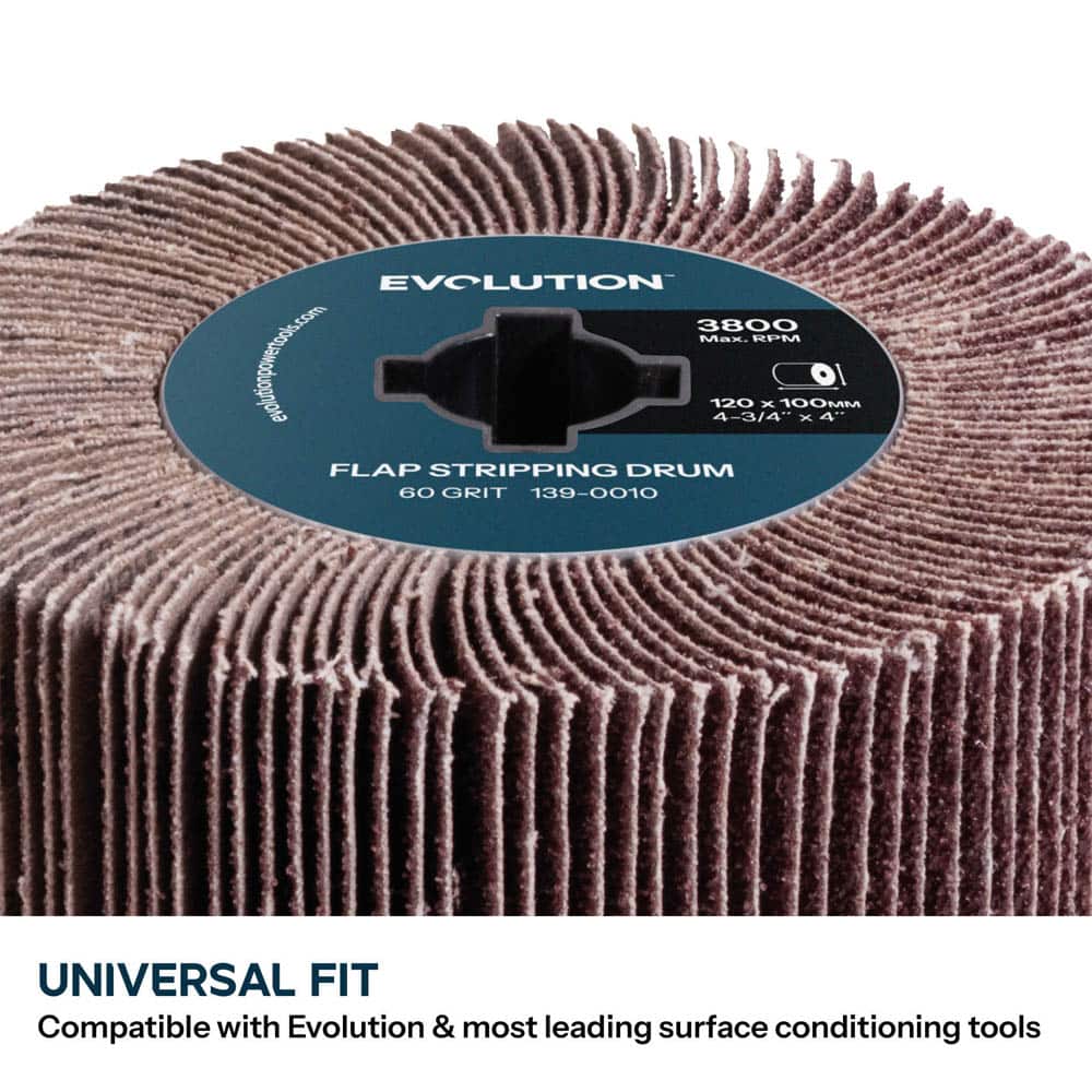 Evolution 60-Grit Flap Drum For Surface Conditioning Tools | Stripping & Sanding | 120mm Width & 100mm Diameter