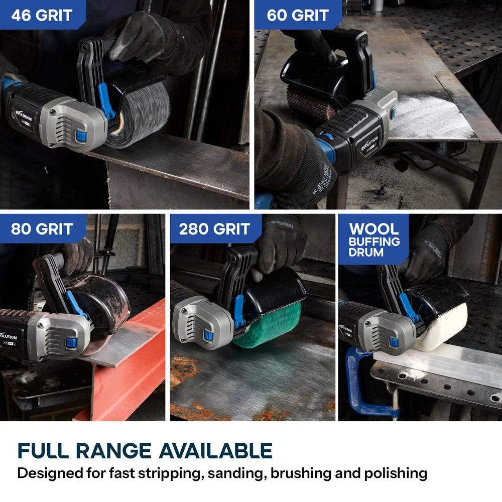 Evolution 80-Grit Interleaved Stripping Drum For Surface Conditioner Tools | Brushing & Deburring| 120mm Width & 100mm Diameter