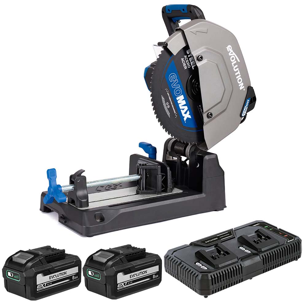 Evolution Cordless 355mm Metal Cutting Chop Saw with 36V Brushless Motor & EvoMax Blade | S355CPS-Li