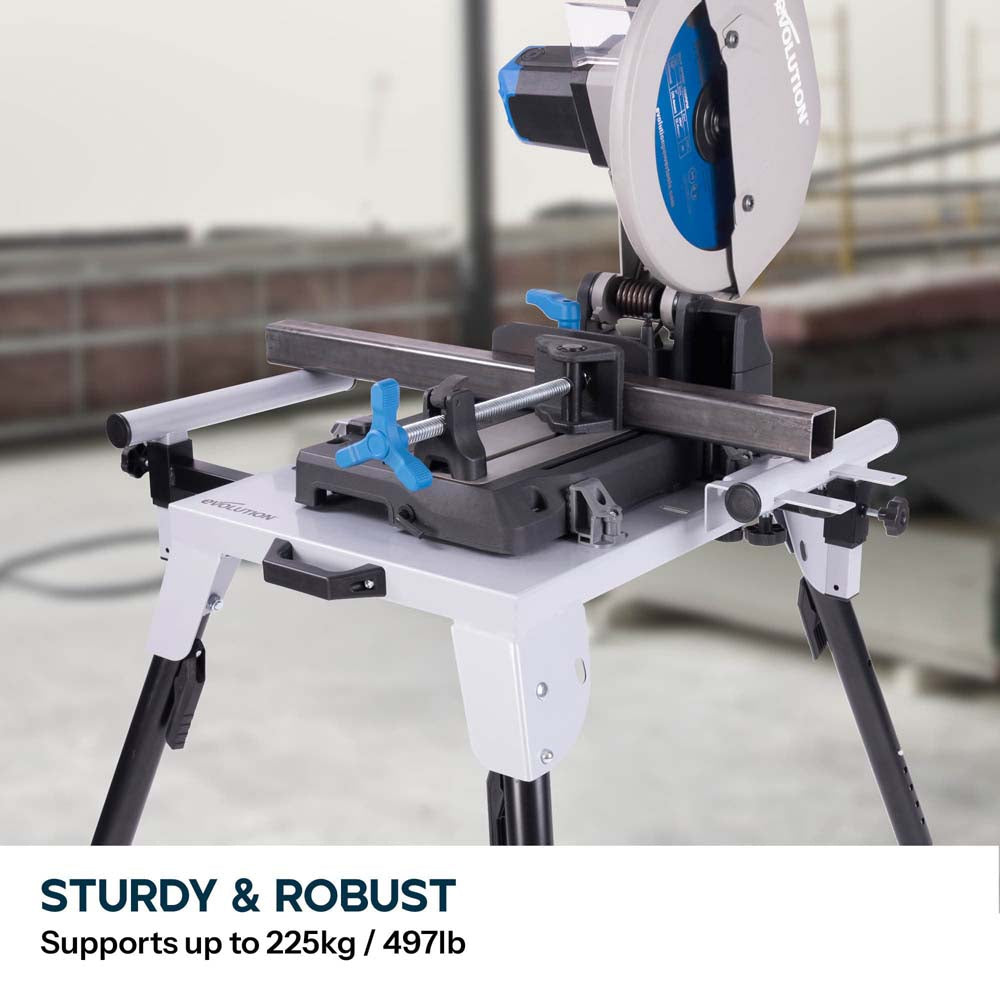 Evolution Chop Saw Stand With Telescopic Arms And Folding Legs for 355CPS Saws