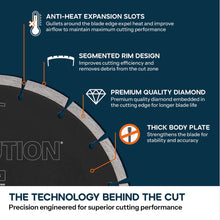 Evolution 255mm General Purpose Diamond Disc Cutter Blade, 22.2mm Bore