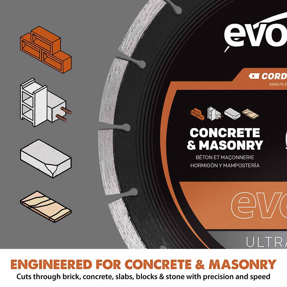 Evolution EVOMAX 260mm Ultra Think Kerf, Premium Diamond Blade, 22.2mm Bore