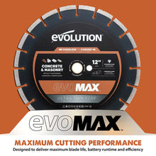 Evolution EVOMAX 300mm Ultra Think Kerf, Premium Diamond Disc Cutter Blade, 22.2mm Bore