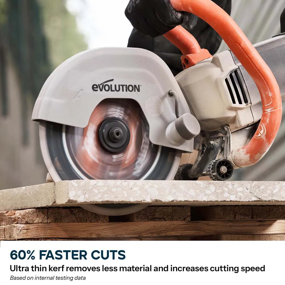 Evolution EVOMAX 230mm Ultra Thin Kerf, Premium Diamond Disc Cutter Blade, 22.2mm Bore
