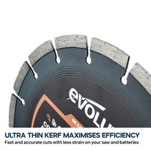 Evolution EVOMAX 230mm Ultra Thin Kerf, Premium Diamond Disc Cutter Blade, 22.2mm Bore