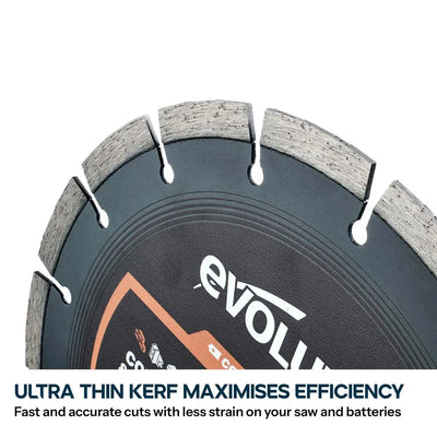 Evolution EVOMAX 230mm Ultra Thin Kerf, Premium Diamond Disc Cutter Blade, 22.2mm Bore