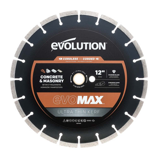 Evolution EVOMAX 300mm Ultra Think Kerf, Premium Diamond Disc Cutter Blade, 22.2mm Bore