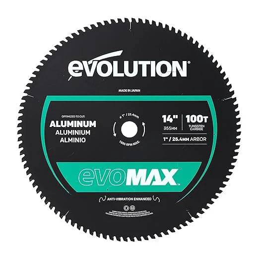 EVOMAX 355mm 100-Teeth Tungsten Carbide Blade for Professional Heavy Duty Aluminium Cutting