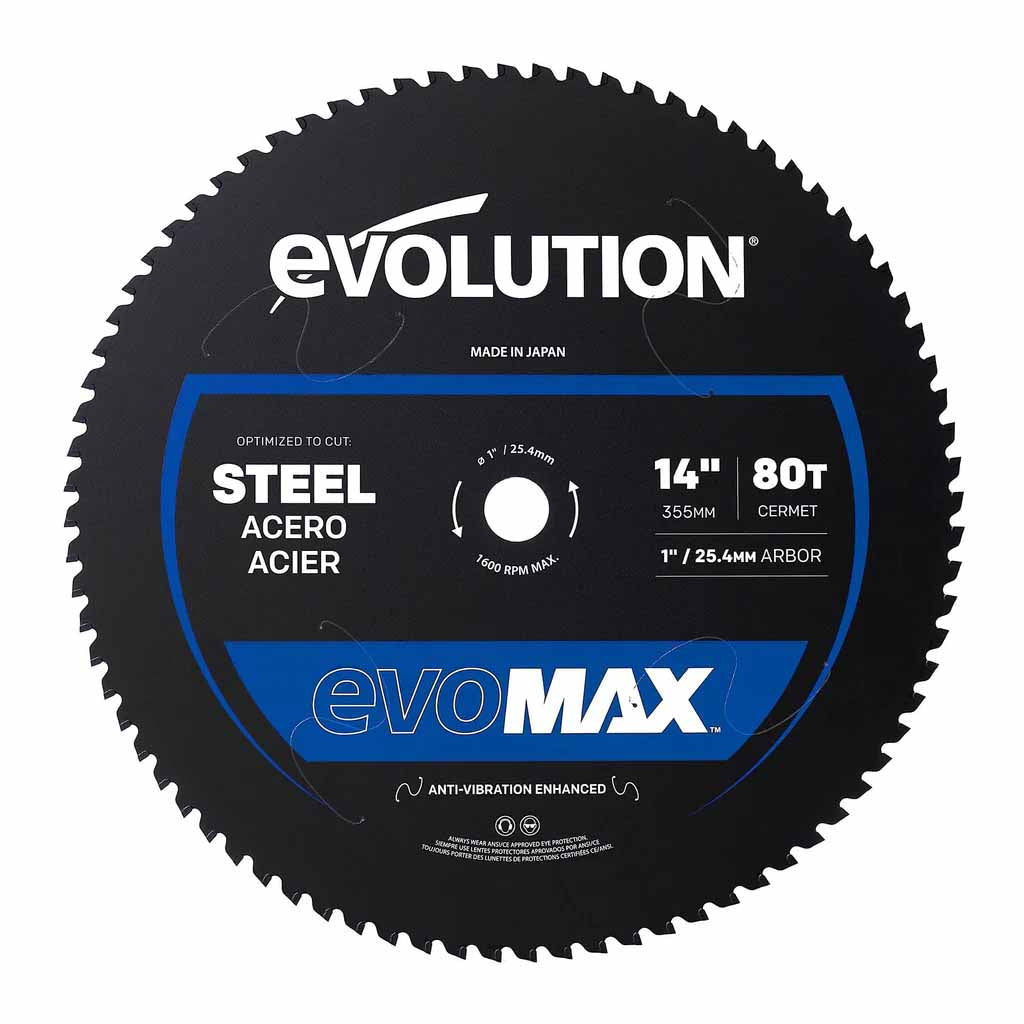 EVOMAX 355mm 80-Teeth Cermet Carbide Blade for Professional Heavy Duty Mild Steel Cutting