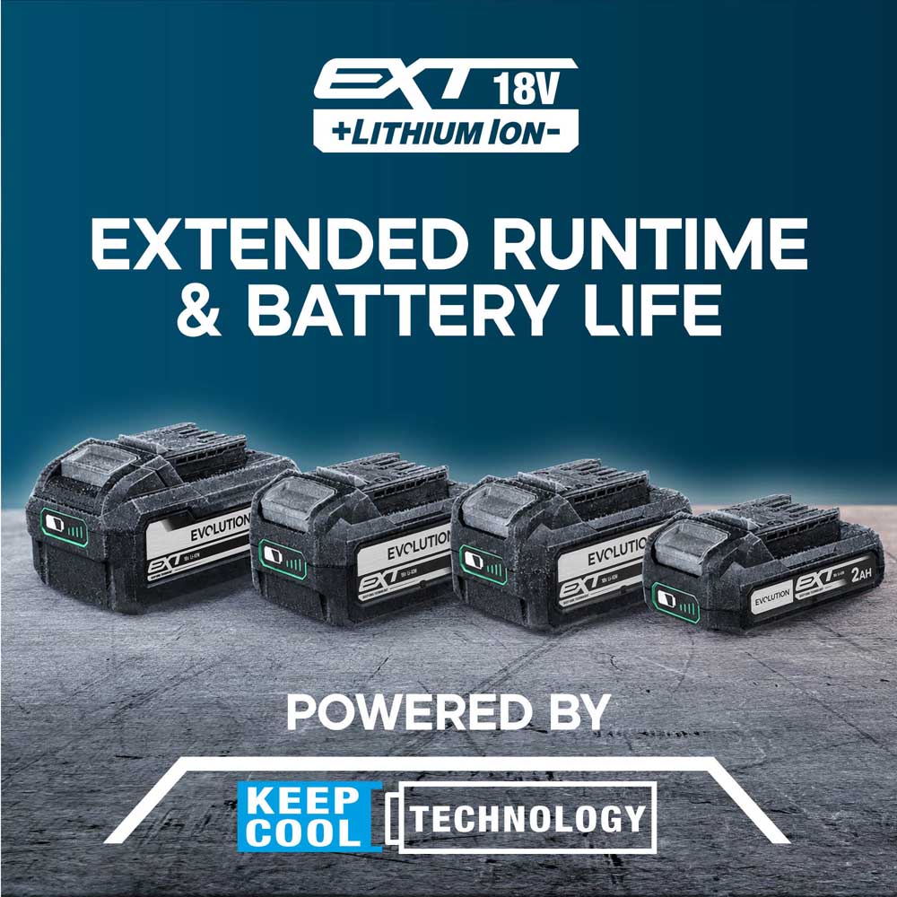 Evolution Cordless R18BAT-Li2 2Ah Li-Ion Battery 18v EXT