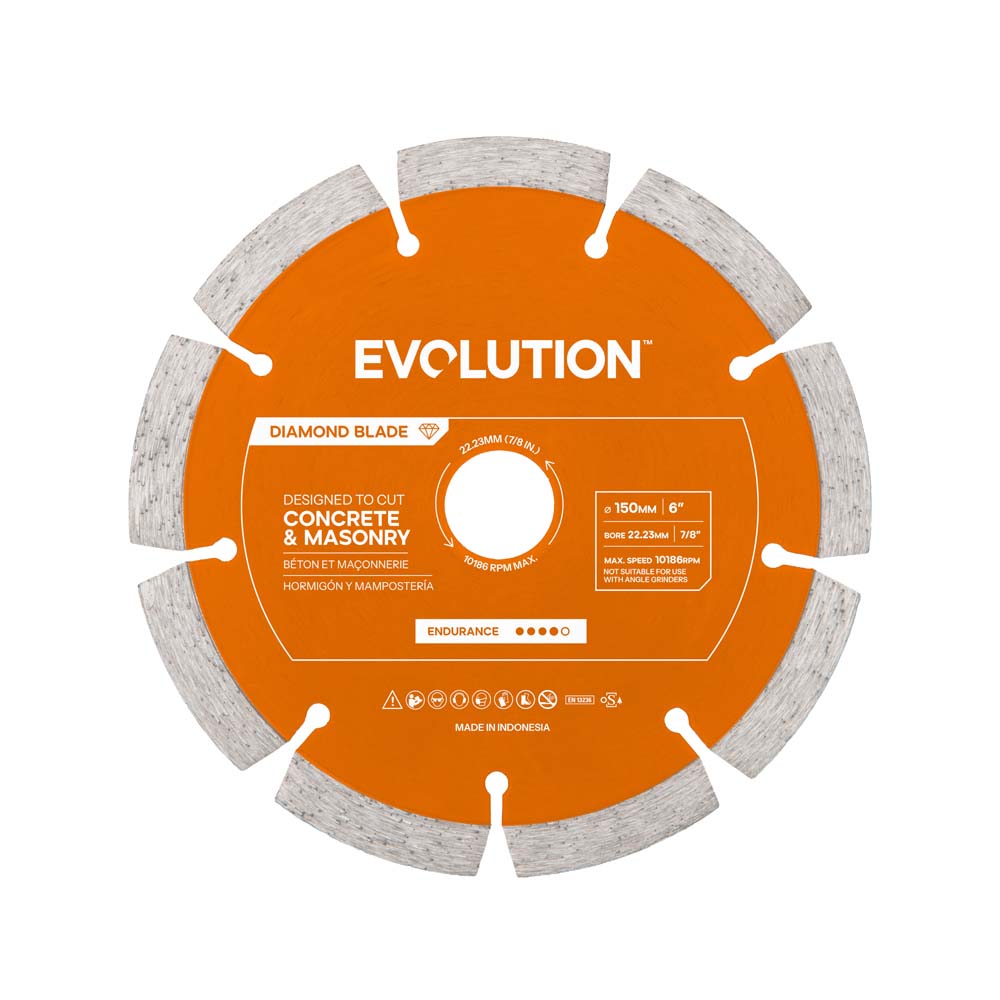 Evolution 150mm Endurance Diamond Mini Disc Cutter Blade, 22.2mm Bore