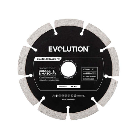 Evolution 150mm Essential Diamond Mini Disc Cutter Blade, 22.2mm Bore