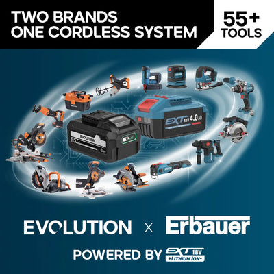 Evolution Cordless R255SMS-DB-Li  Double Bevel Mitre Saw & XL Stand