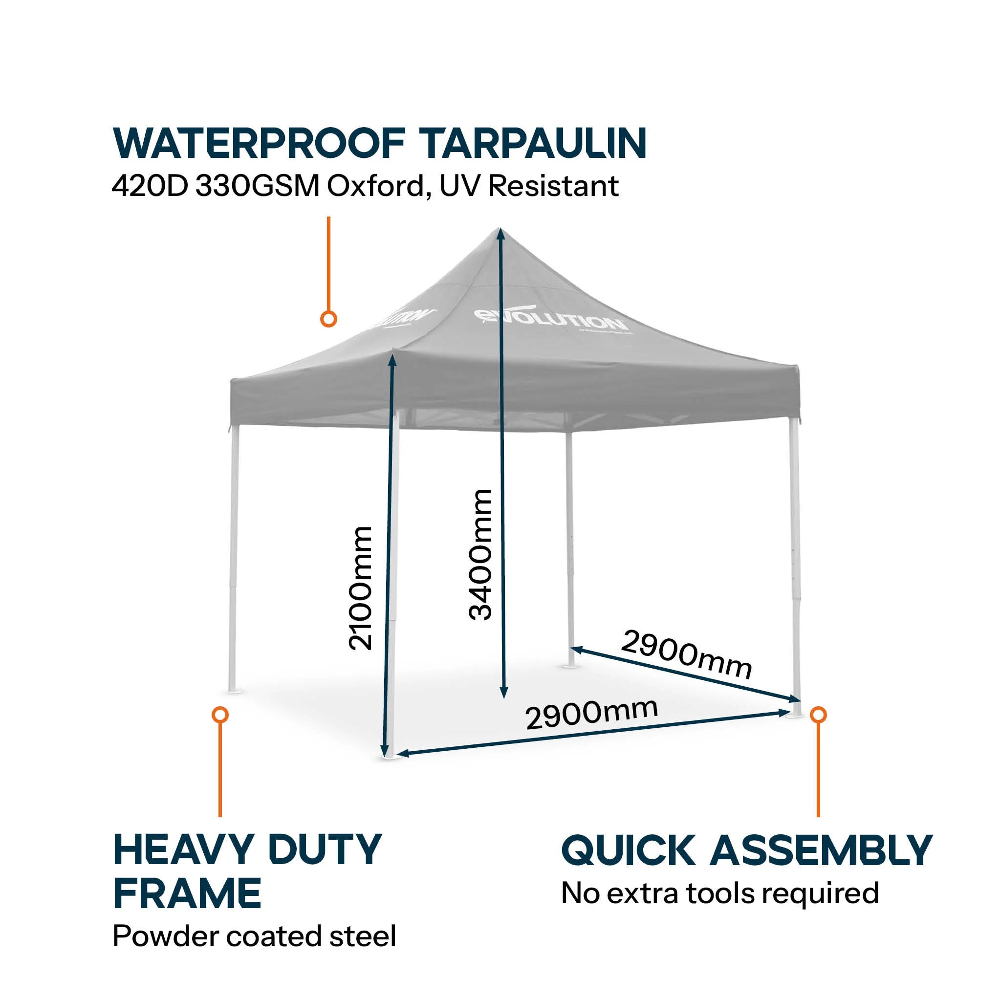 Replacement Canopy For Evolution's 3x3m 4-Season Pop-up Gazebo Workspace