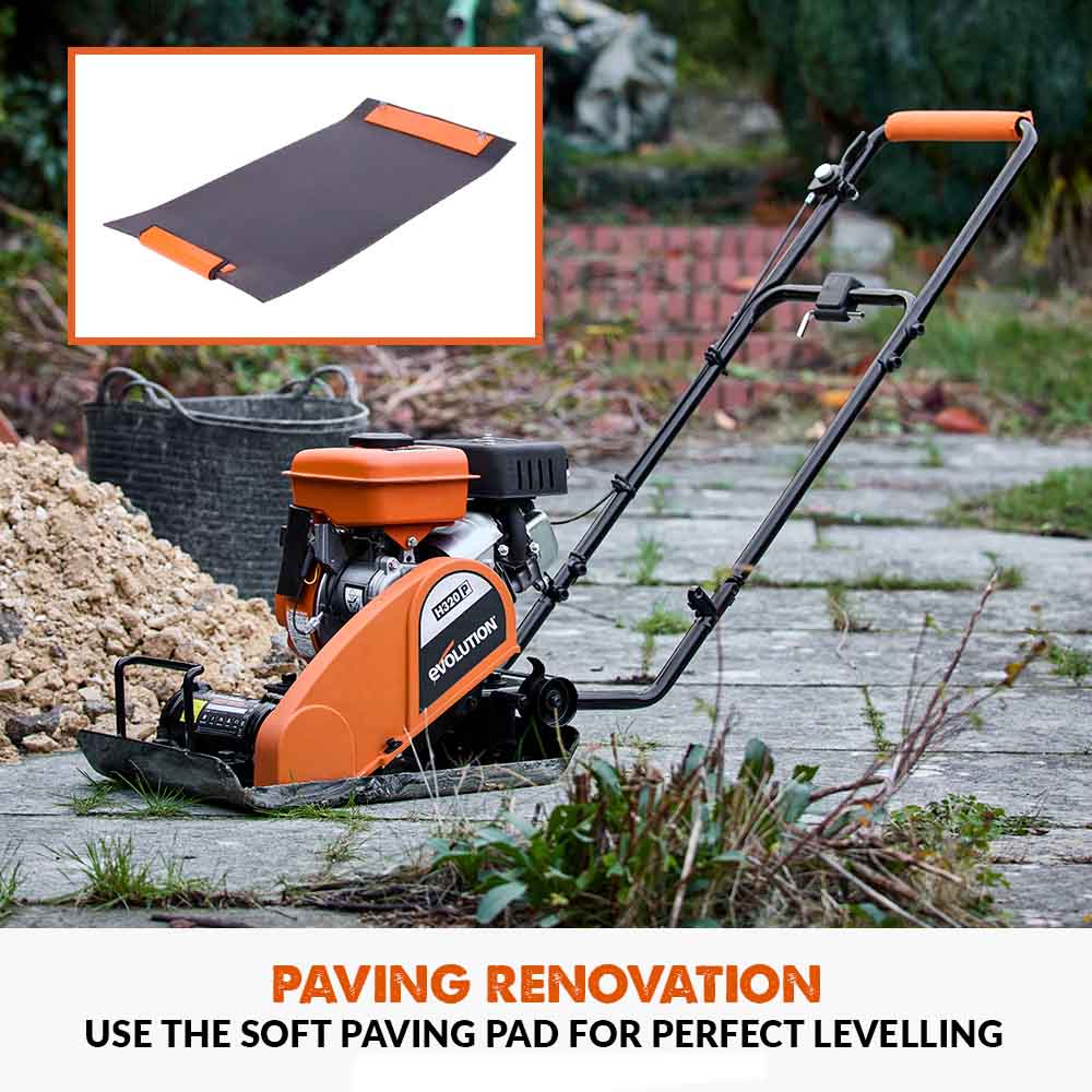 Evolution Hulk Petrol Wacker Plate & Paving Pad Bundle | H320-P