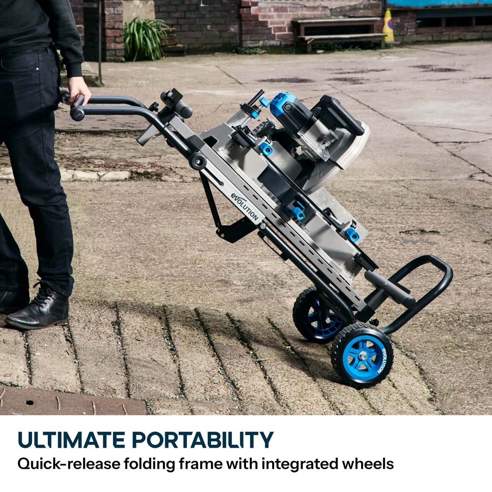 Evolution S355MCS Mitre Chop Saw Wheeled Stand With Powerlift Assist