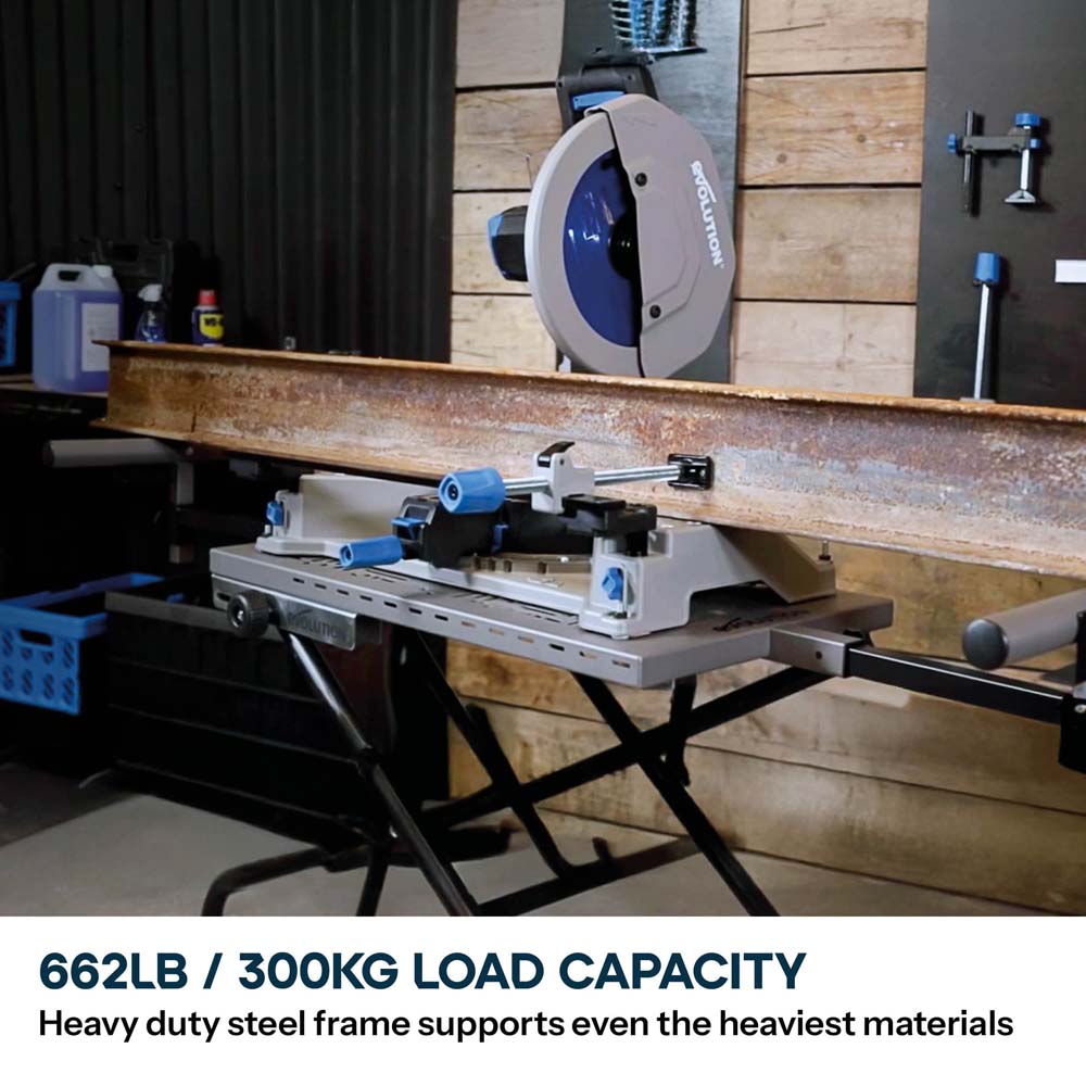 Evolution S355MCS Mitre Chop Saw Wheeled Stand With Powerlift Assist
