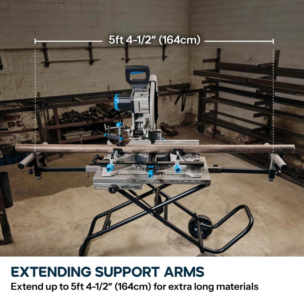 Evolution S355MCS Mitre Chop Saw Wheeled Stand With Powerlift Assist