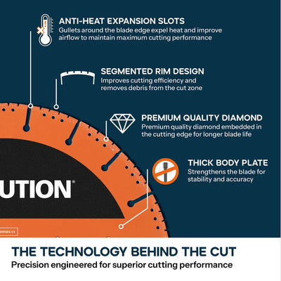 Evolution 230mm Heavy Duty Diamond Demolition Disc Cutter Blade, 22.2mm Bore