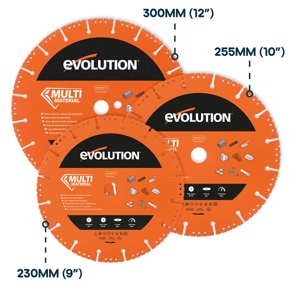 Evolution 230mm Heavy Duty Diamond Demolition Disc Cutter Blade, 22.2mm Bore