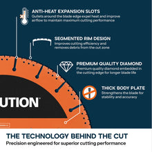 Evolution 255mm Heavy Duty Diamond Demolition Disc Cutter Blade, 22.2mm Bore