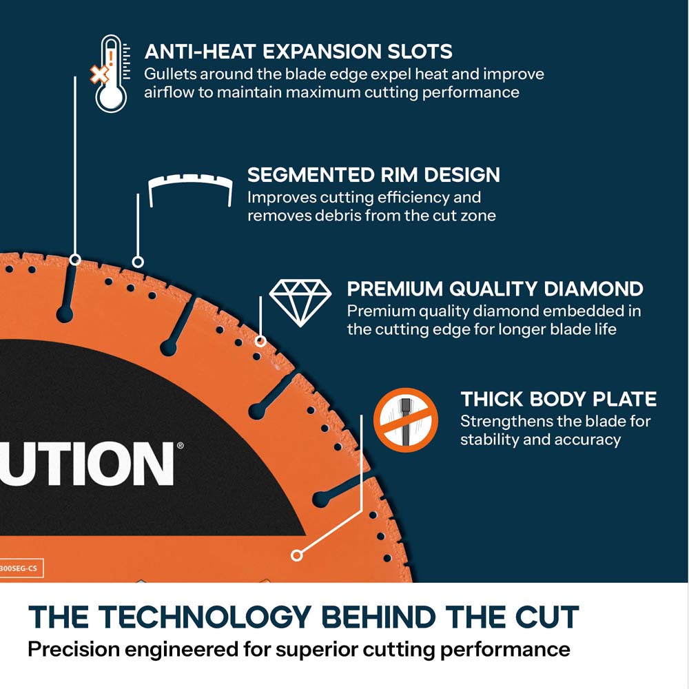 Evolution 255mm Heavy Duty Diamond Demolition Disc Cutter Blade, 22.2mm Bore