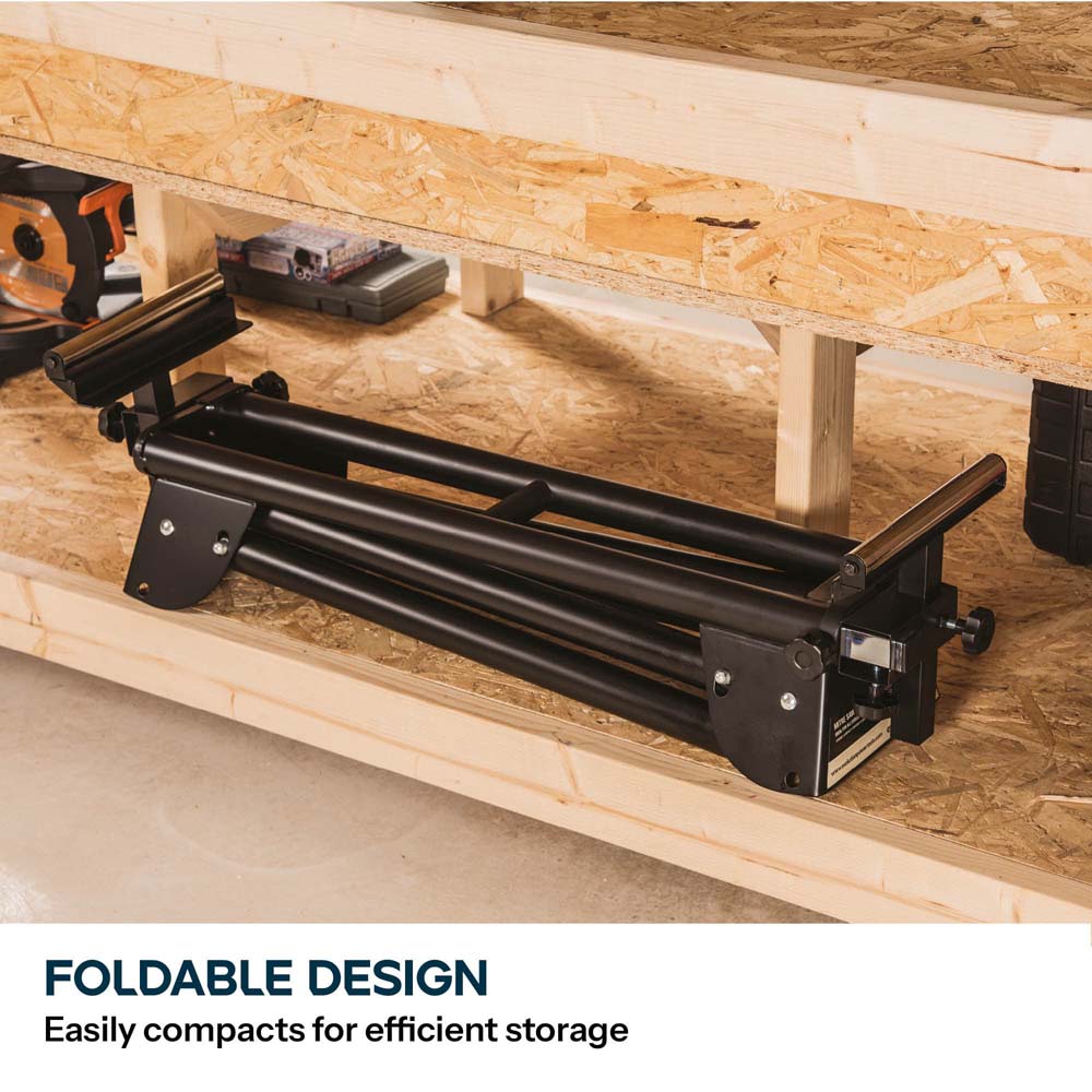 Evolution Cordless R255SMS-DB-Li Double Bevel Mitre Saw & Universal Stand Bundle