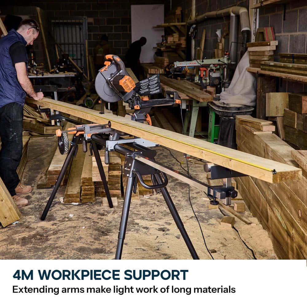 Evolution Cordless R255SMS-DB-Li  Double Bevel Mitre Saw & XL Stand