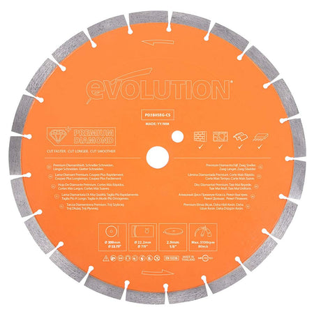 Evolution 350mm Premium Diamond Disc Cutter Blade, 22.2mm Bore