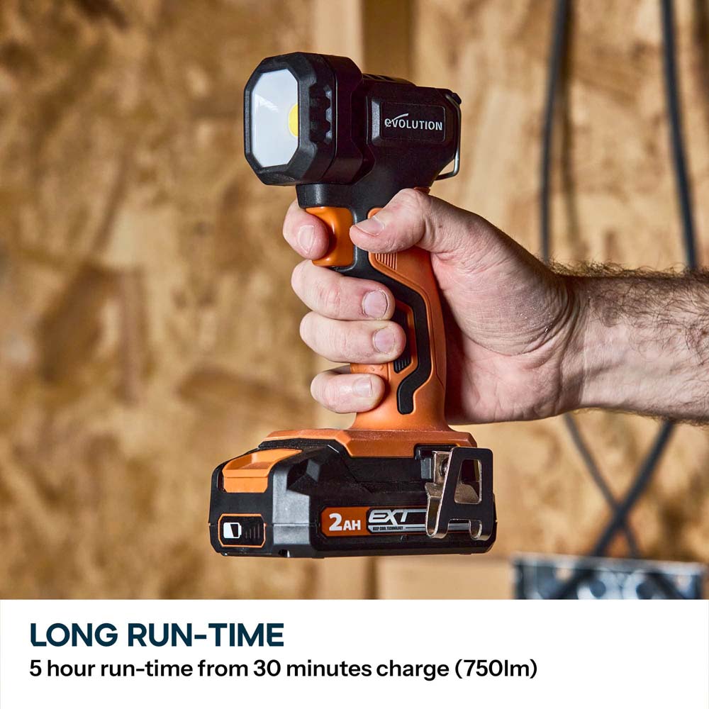 Evolution Cordless R1000TOR-Li 1000 Lumen Work Torch 18v Li-Ion EXT