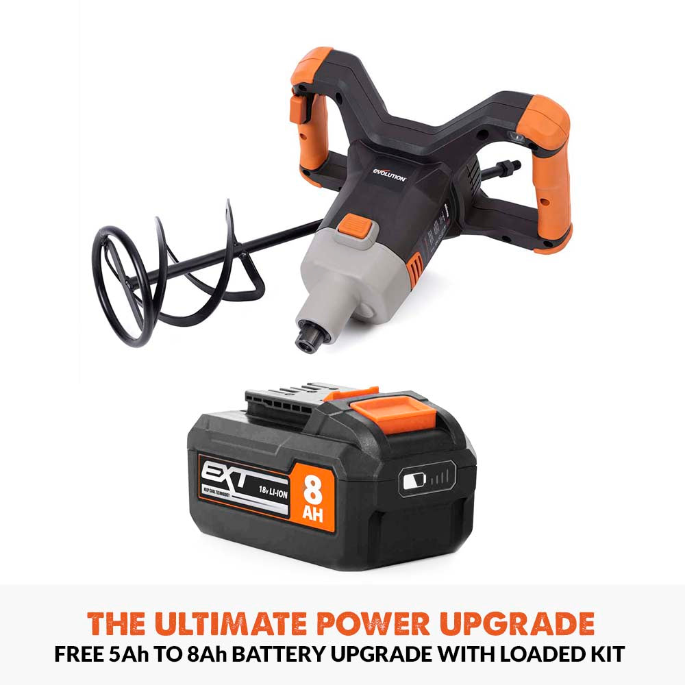 Evolution Cordless 18v Paddle Mixer with 120mm Multi-Mix Paddle | R120MXR-Li