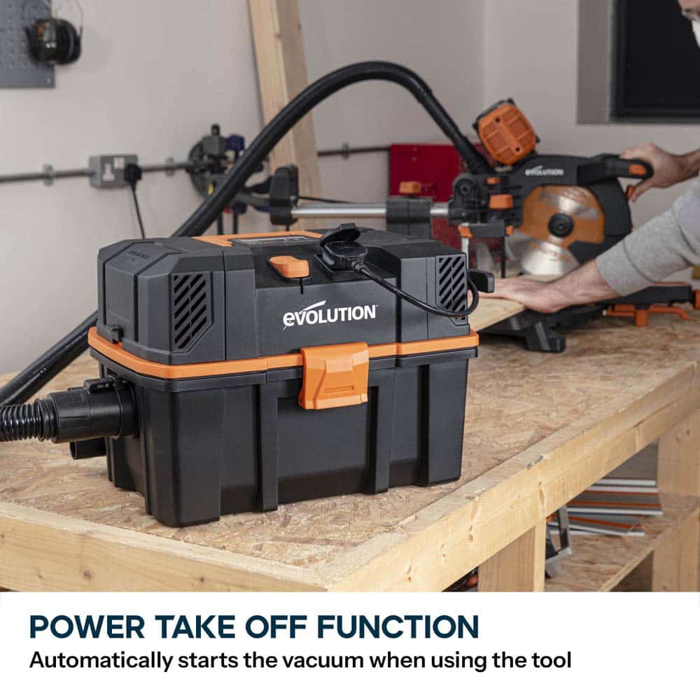Evolution R15VAC 1000 Watt 15L Wet & Dry Workshop Vacuum Cleaner With 1700W Power Take-off